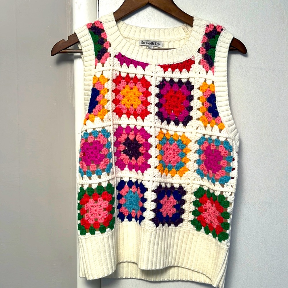 NWOT crocheted sweater vest
